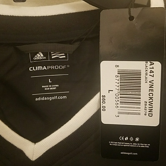 Adidas Climalite V-neck Golf Windbreaker Pullover - Picture 3 of 4